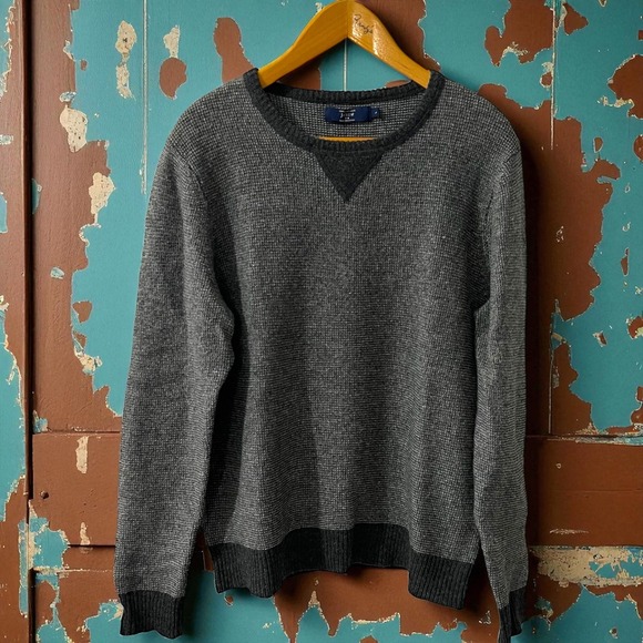 J. Crew‎ Men's Gray Lambs Wool Crewneck Pullover Sweater Size Large - Picture 1 of 9